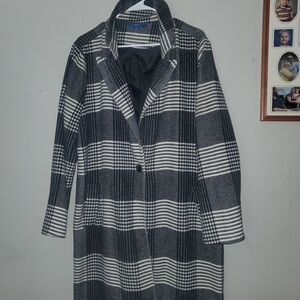 Apt. 9 Black and White Plaid Trench Coat